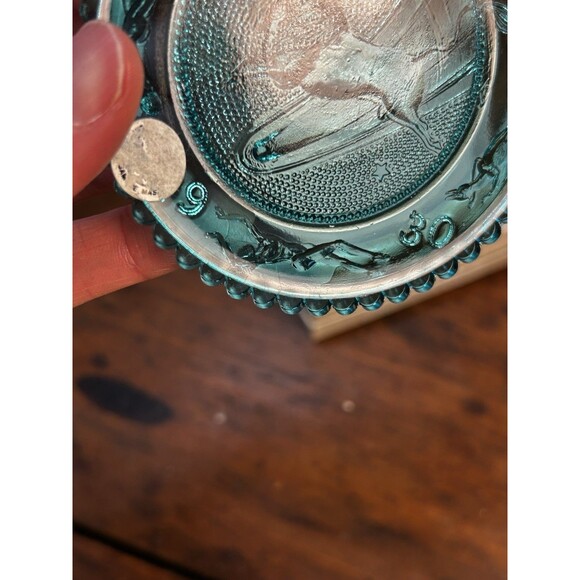 Vintage Pairpoint Glass Cup Plate Turquoise Cape Cinema Anniversary 1980 MA - Picture 6 of 8